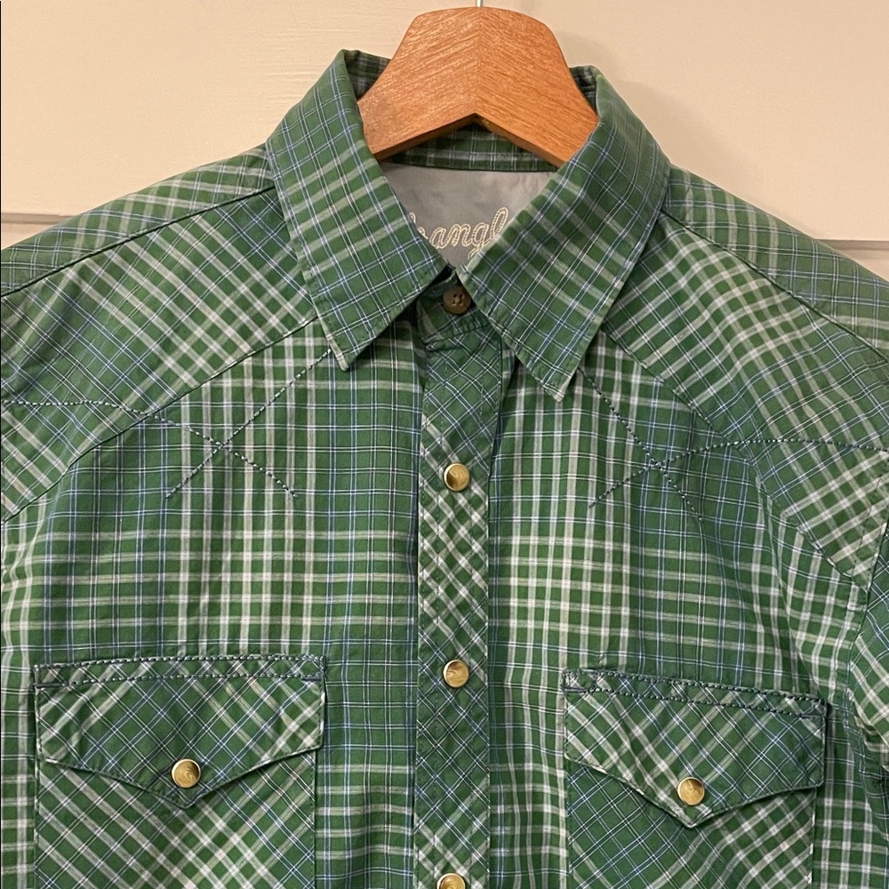 Wrangler Men's Green Checkered Western Shirt
